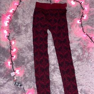 Burgundy and black royal leggings